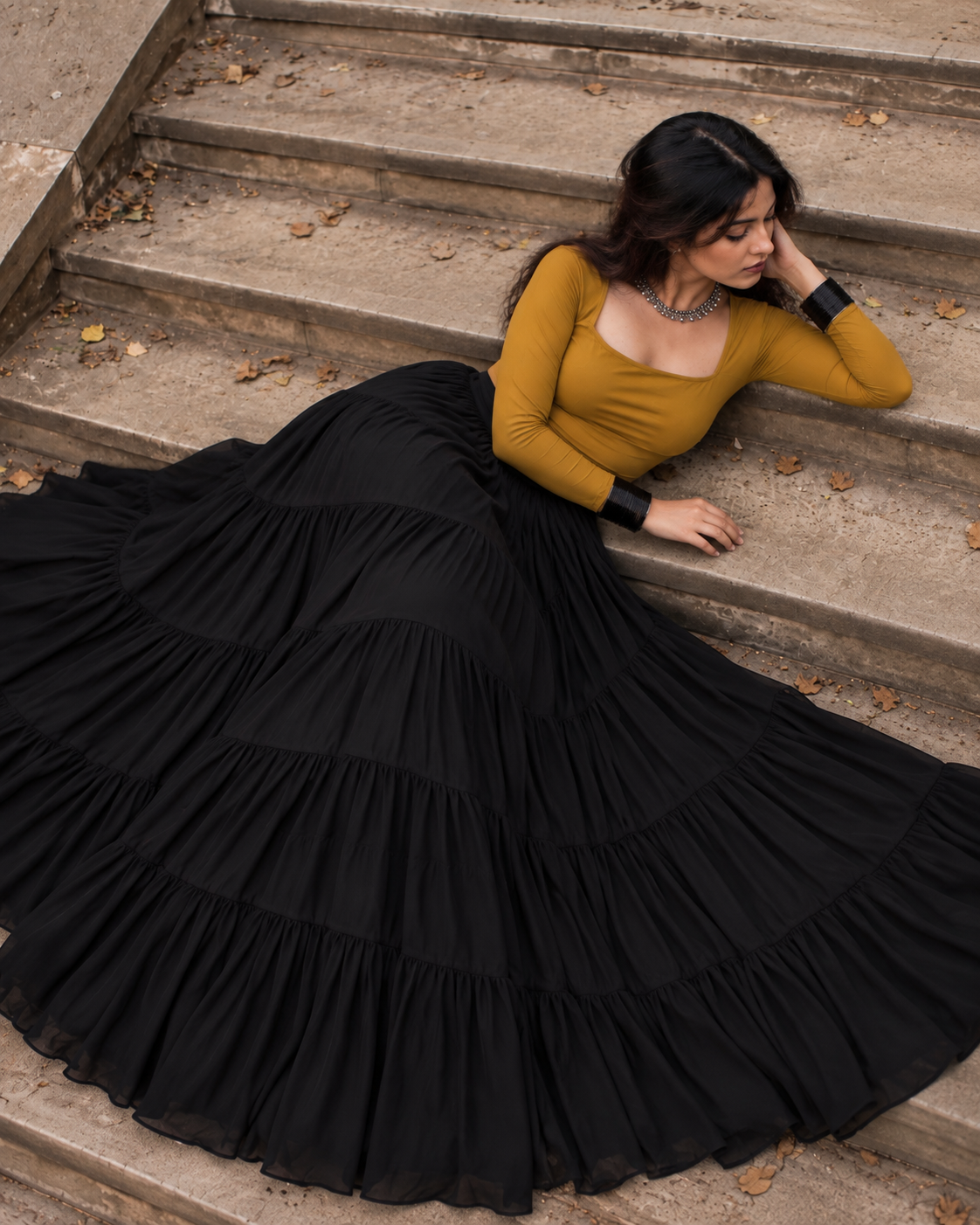 Pure Georgette Heavy Flared Skirt