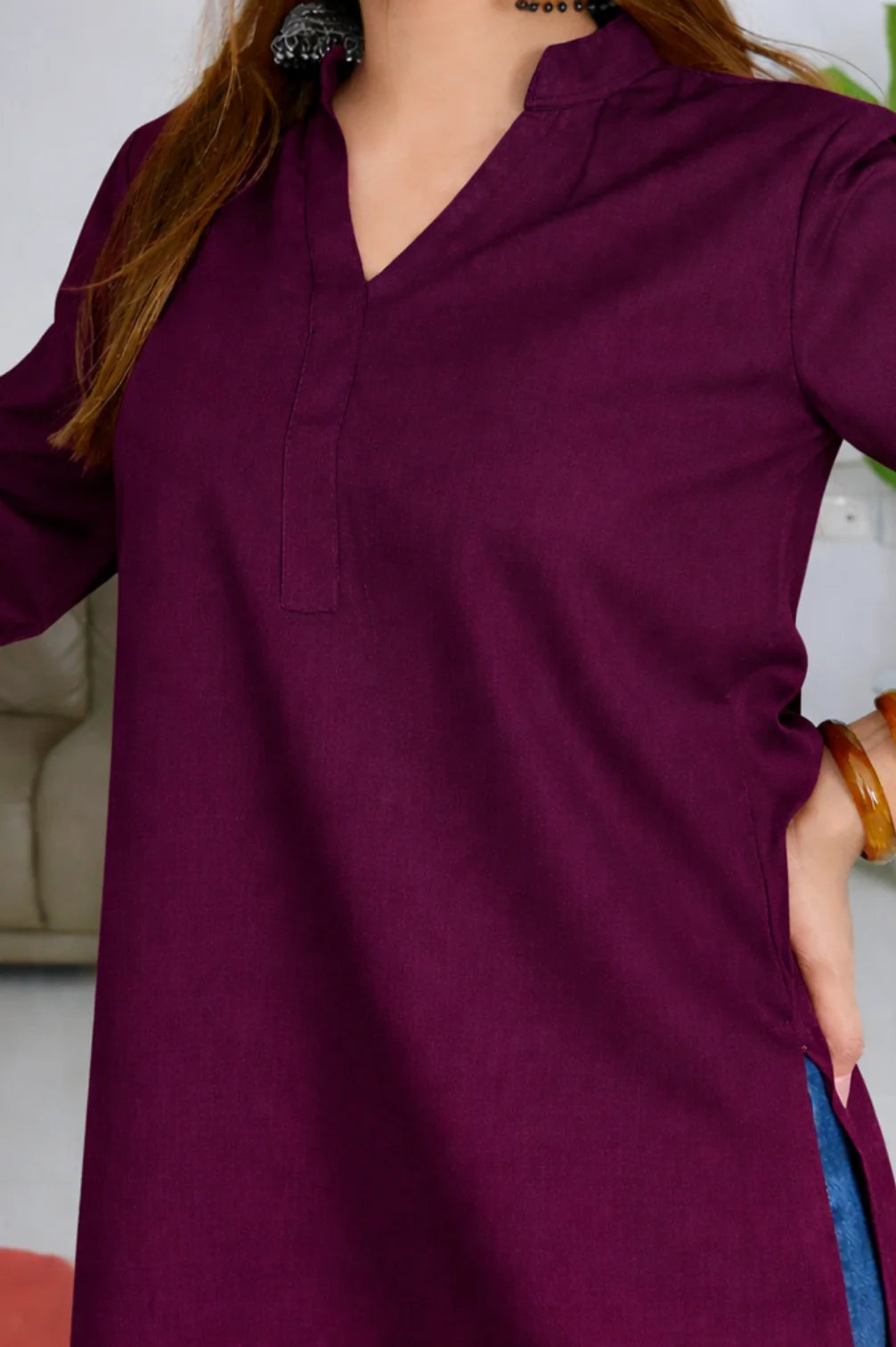 HOS Bell Sleeves Kurti with Collar Neck