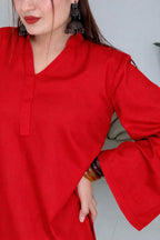 HOS Bell Sleeves Kurti with Collar Neck