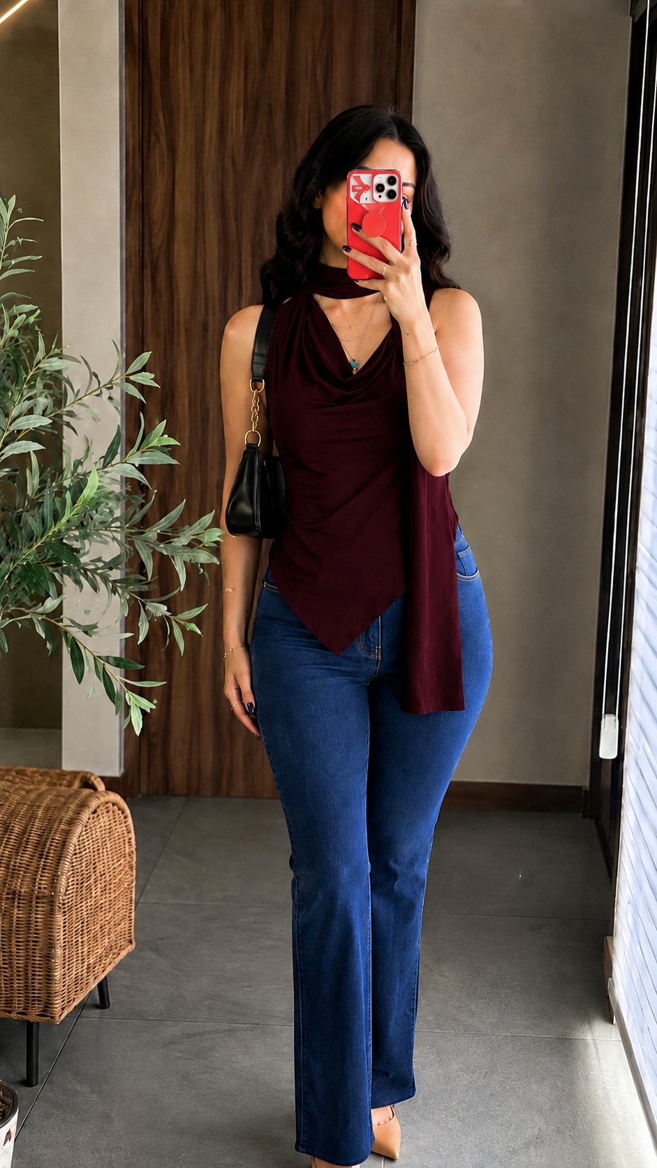 Scarf drape top