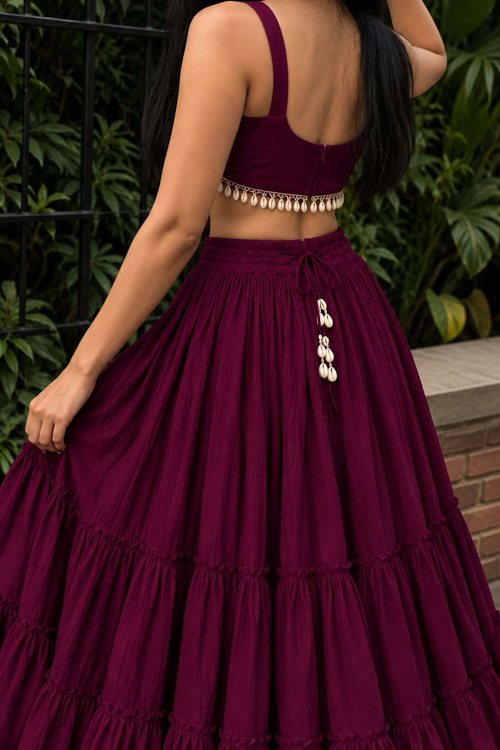 Tassel Blouse with Heavy Flared Skirt (Festive Edition)