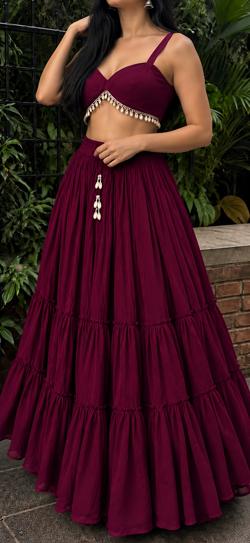 Tassel Blouse with Heavy Flared Skirt (Festive Edition)