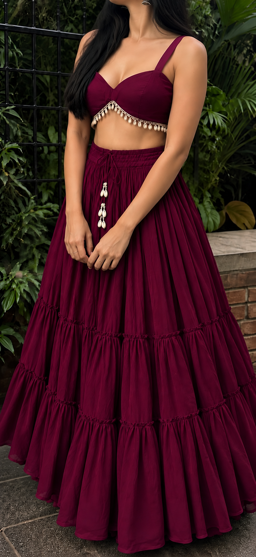 Tassel Blouse with Heavy Flared Skirt (Festive Edition)
