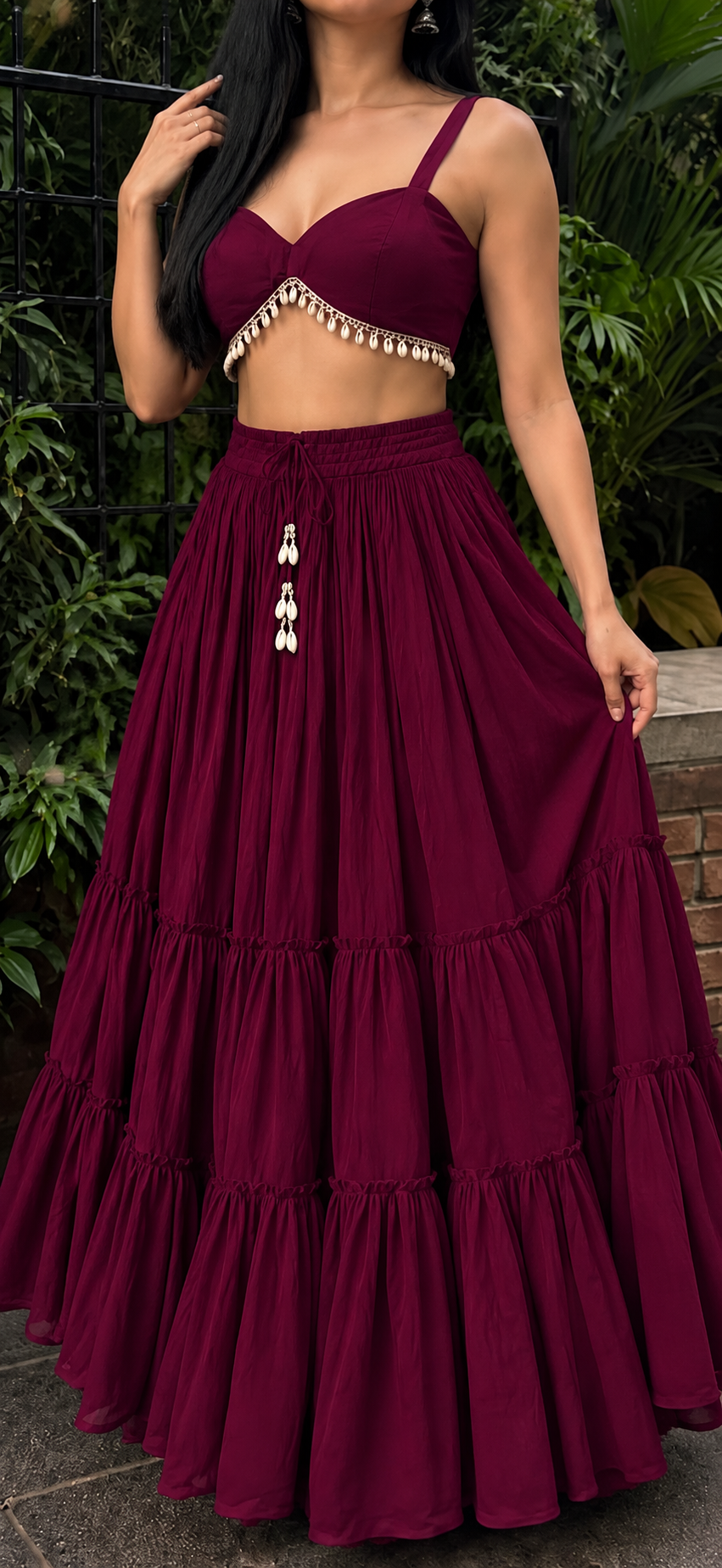 Tassel Blouse with Heavy Flared Skirt (Festive Edition)