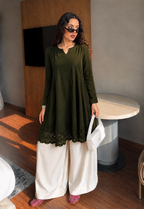 Trending frock kurti set with straight wide leg palazzo pant