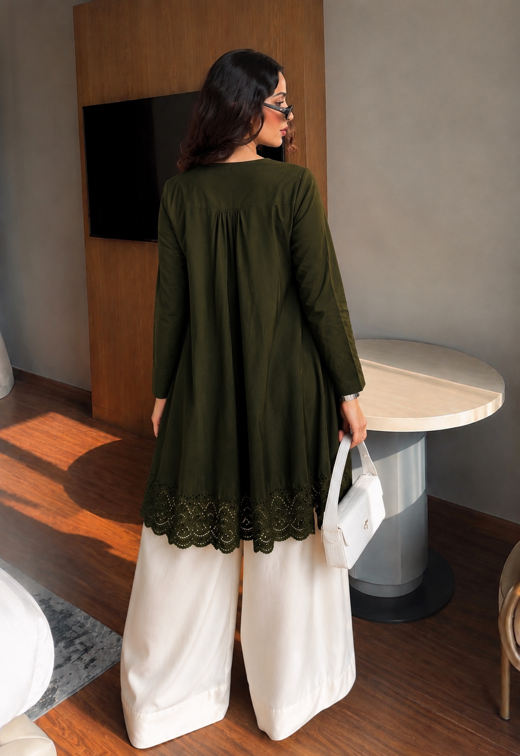 Trending frock kurti set with straight wide leg palazzo pant