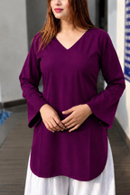 Buy-Two-Get-Two Pure Crepe Bell Sleeves Kurti - Purple
