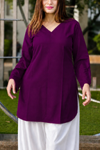 Buy-Two-Get-Two Pure Crepe Bell Sleeves Kurti - Purple