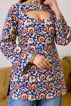 Sanganeri Pure Cotton Detachable Sleeve Two Piece Kurti Set