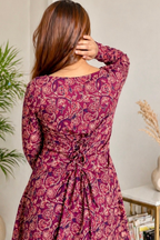 Pure Cotton Hand Printed Sanganeri Print Full Sleeves Short Kurti With Corset Back