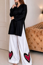 Pinterest Inspired Heart Design Farshi Salwar With black Kurta