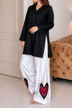 Pinterest Inspired Heart Design Farshi Salwar With black Kurta