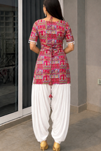 Detachable Coat Design Kurti In Maharani Print