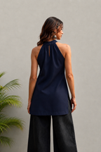 Halter neck kurti in pure crepe  Short kurti