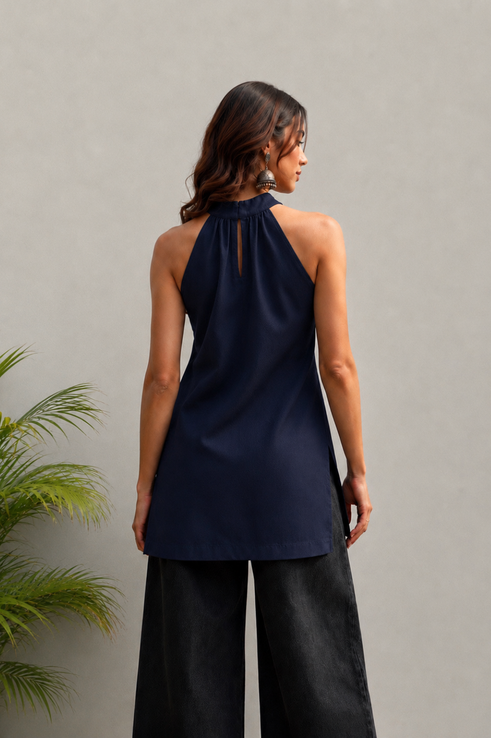 Halter neck kurti in pure crepe  Short kurti