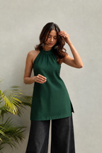 Halter neck kurti in pure crepe  Short kurti