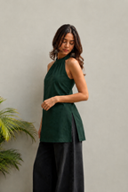 Halter neck kurti in pure crepe  Short kurti