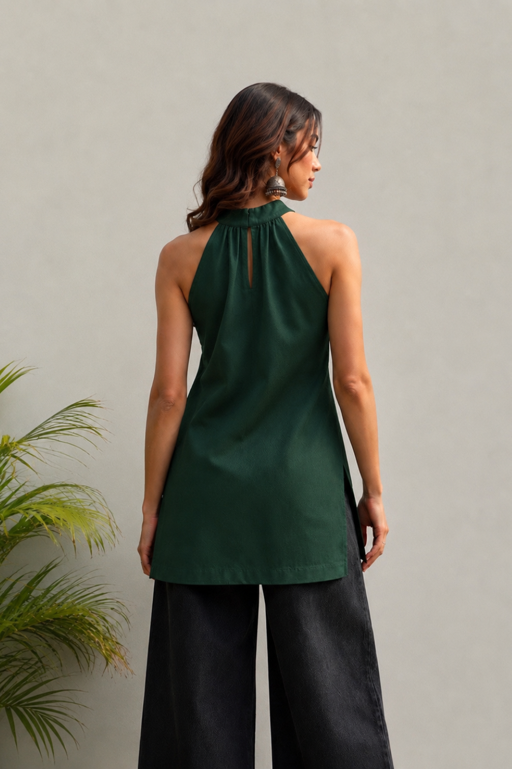 Halter neck kurti in pure crepe  Short kurti