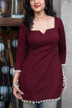Trending Corset Back Rayon Kurti with Lace Work