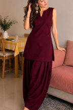 Pure Crepe Sleeveless kurta with farsi salwar set