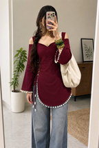 Trending Pinterest Inspired Kurti with slit at Both side and lace work