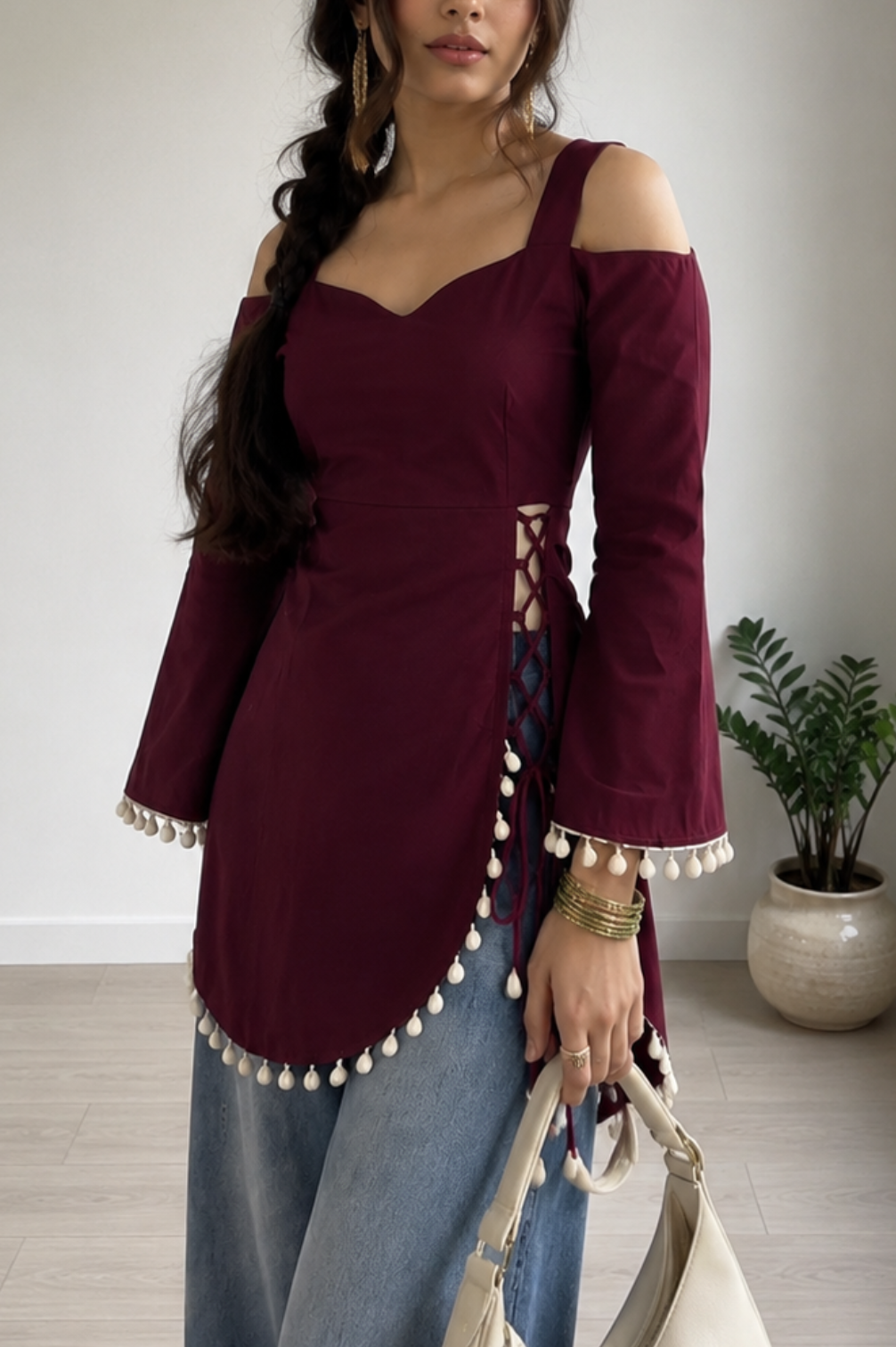 Trending Pinterest Inspired Kurti with slit at Both side and lace work
