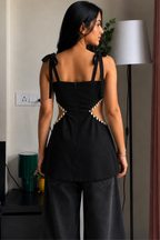 Trending Rayon Cut-Out Tie-Up Kurti Trendy Sleeveless