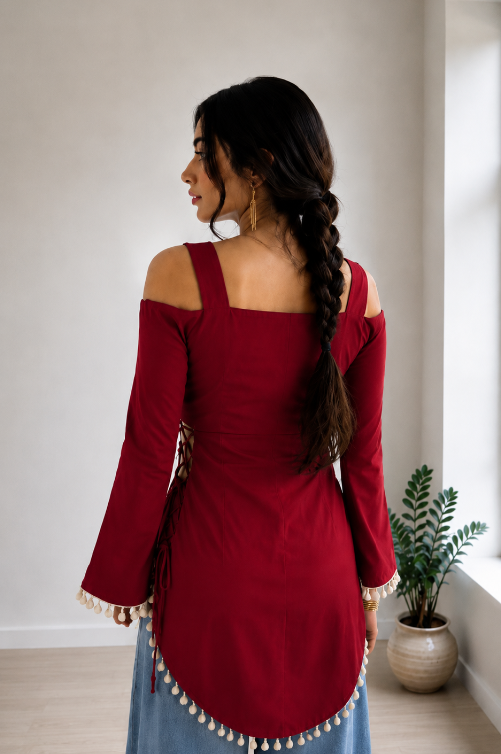 Trending Pinterest Inspired Kurti with slit at Both side and lace work