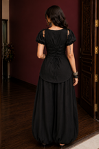 Two Piece Detachable Puff Sleeve Kurti with Corset Back Detail with Balloon Pant