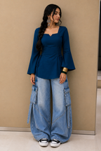 Bell Sleeves Corset Tie Up Kurti