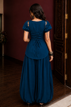 Two Piece Detachable Puff Sleeve Kurti with Corset Back Detail with Balloon Pant