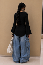 Bell Sleeves Corset Tie Up Kurti