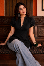 Viscose Puff Sleeves Kurti