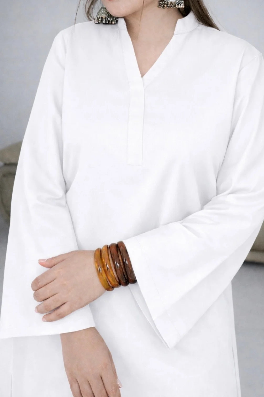 HOS Bell Sleeves Kurti with Collar Neck