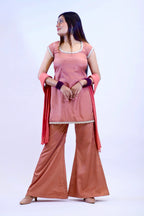 Y2K Peach Outfit With Dupatta