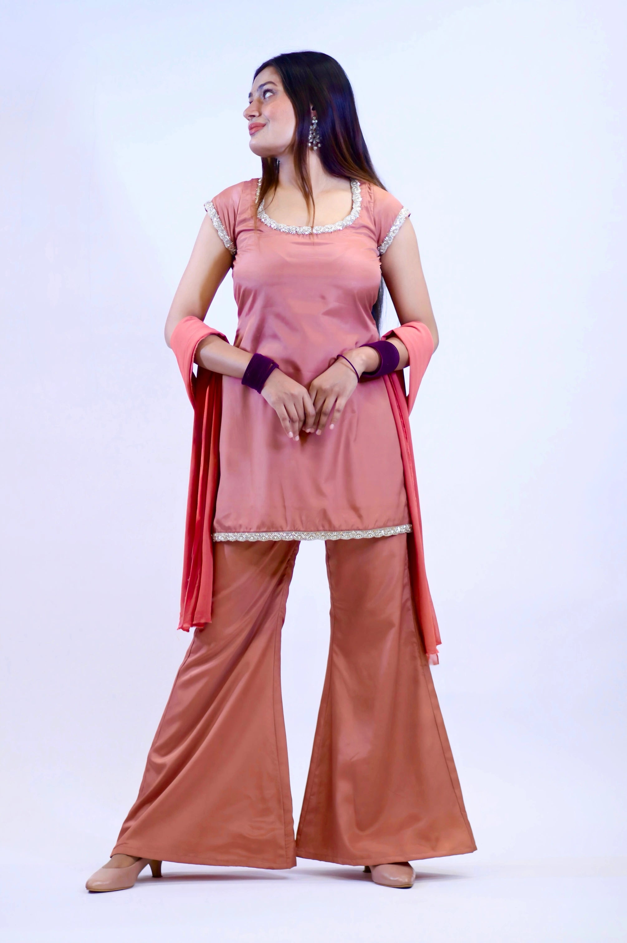 Y2K PEACH OUTFIT WITH DUPATTA