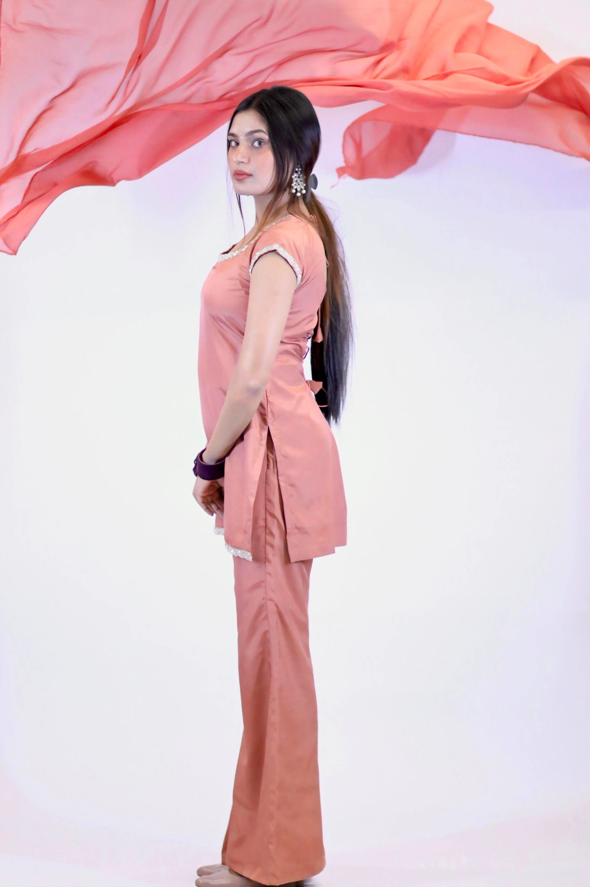 Y2K PEACH OUTFIT WITH DUPATTA