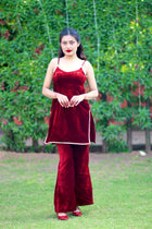 Y2k Kurta With Pant Teal Blue Cherry Red