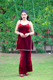 Y2k Kurta With Pant Teal Blue Cherry Red