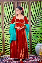 Rust Colour Velvet Anarkali With Dupatta (Heavy Flair)