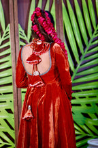 Rust Colour Velvet Anarkali With Dupatta (Heavy Flair)