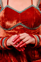 Rust Colour Velvet Anarkali With Dupatta (Heavy Flair)