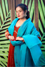 Rust Colour Velvet Anarkali With Dupatta (Heavy Flair)