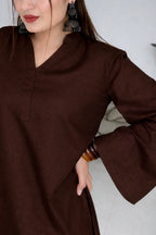 HOS Bell Sleeves Kurti with Collar Neck