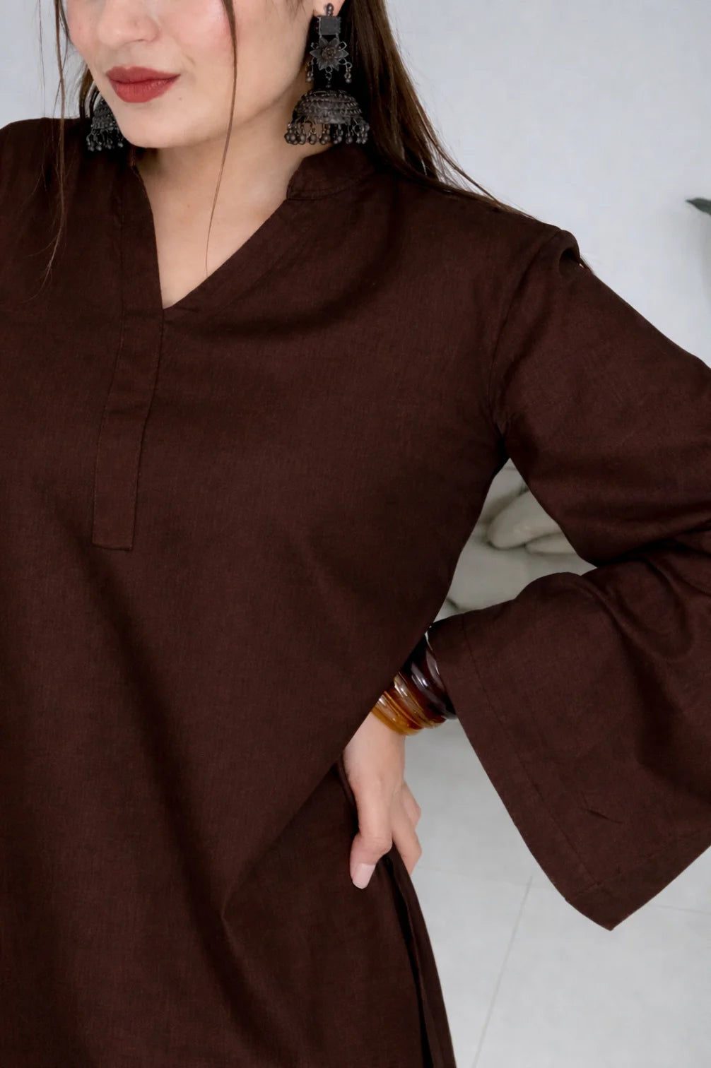 HOS Bell Sleeves Kurti with Collar Neck