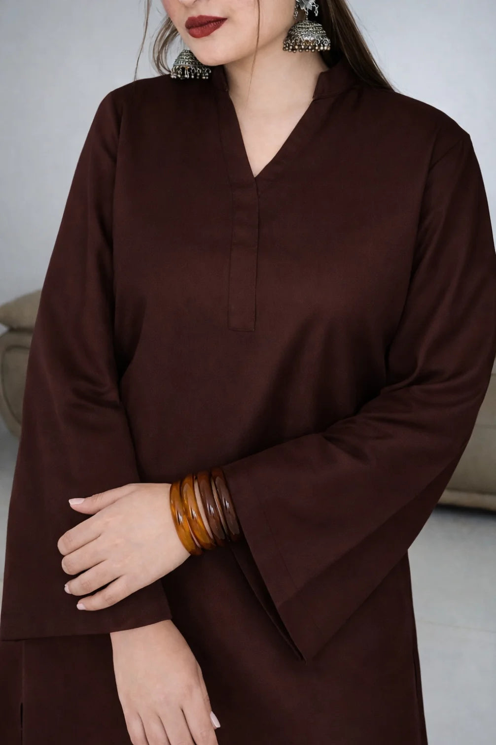 HOS Bell Sleeves Kurti with Collar Neck