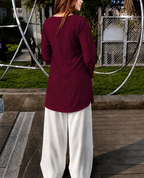 Buy 1 Get 1 Pure Crape Bell Sleeves Kurti - Maroon