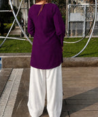 Buy 1 Get 1 Pure Crape Bell Sleeves Kurti - Purple