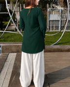 Buy 1 Get 1 Pure Crape Bell Sleeves Kurti - Dark Green