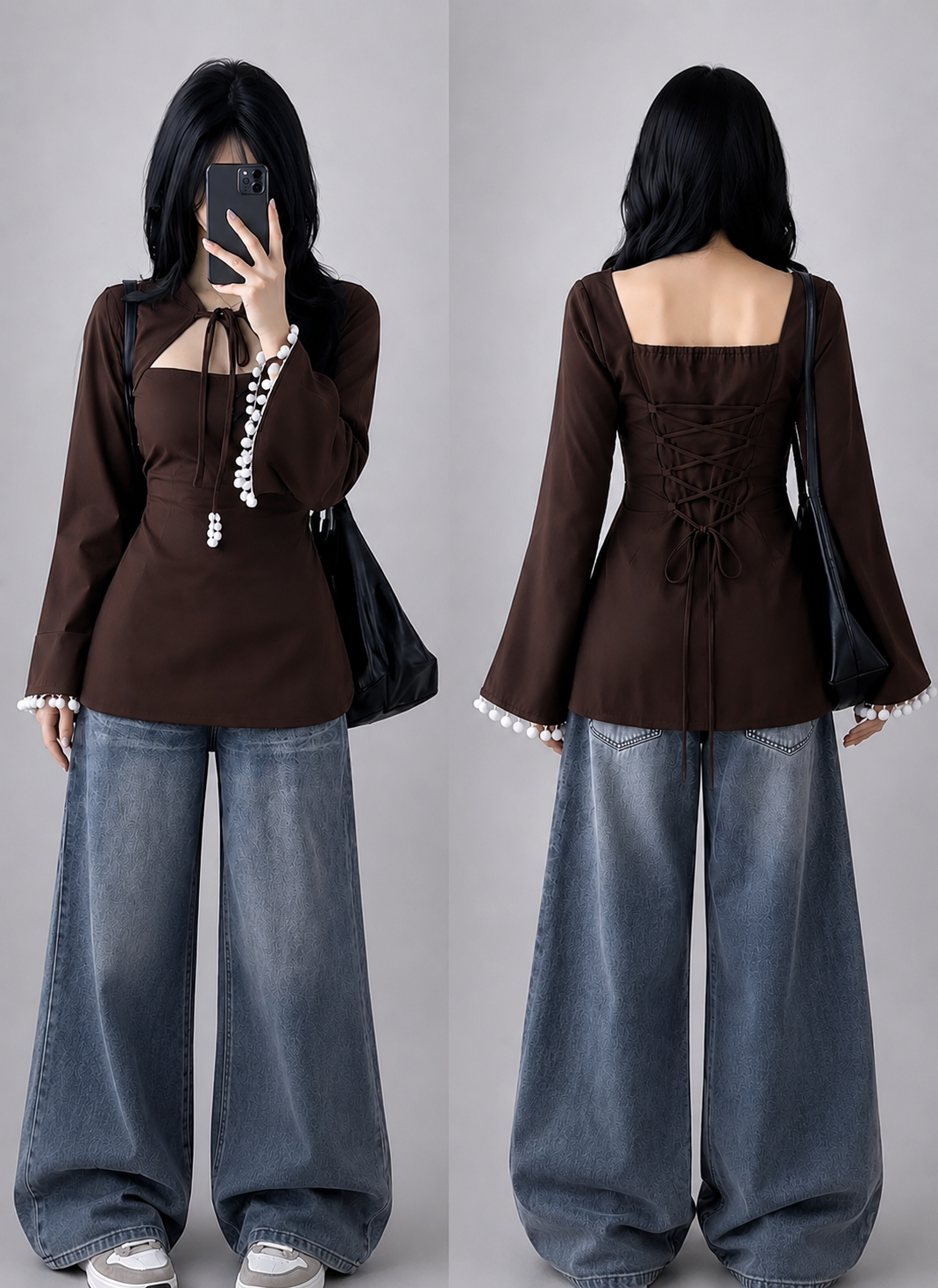 Trending Tie-Up Kurti With Lace Work And Corset Back